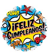18" Feliz Cumple Comic Gellibean Balloon (Spanish)