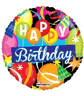 9" Airfill Only Round Birthday Motifs Gellibean Balloon