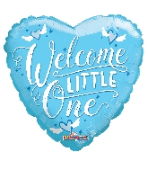 9" Airfill Only Heart Welcome Little One Blue Balloon