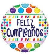 18" Feliz Cumpleaños White Balloon (Spanish)