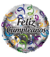 18" Feliz Cumpleaños Streamers Balloon (Spanish)