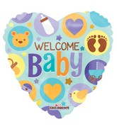 18" Welcome Baby Heart Balloon
