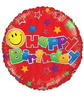 18" Birthday Smiley Red Balloon