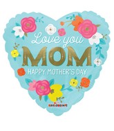 18" Love You Mom Flowers Balloon