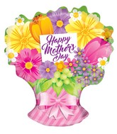 18" Happy Mother's Day Sing Flowers Bouquet Shape Balloon