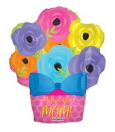 18" I Love You Mom Bright Flowerpot Shape Balloon