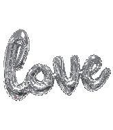 36" Silver Love Script Shape Balloon (Airfill Only)