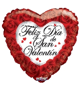 4" Airfill Only Feliz Dia De San Valentin Roses Balloon (Spanish)