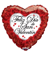 9" Airfill Only Feliz Dia De San Valentin Roses Balloon (Spanish)