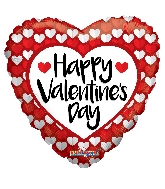 18" Happy Valentine's Day Red & White Hearts Balloon