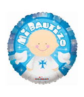 4" Airfill Only Mi Bautizo Angel Azul Balloon (Spanish)