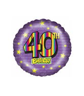 18" Age 40th Rainbow Birthday Balloon