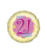 18" 21st Birthday Flower Power Balloon
