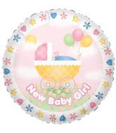 9" Airfill Only Baby Girl Stroller Balloon