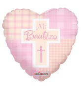 4" Airfill Mi Bautizo Pink Balloon (Spanish)