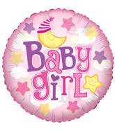 24" Baby Girl Moon Clear View Balloon