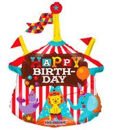 14" Airfill Only Circus Happy Birthday Mini Shape Balloon