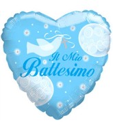 18" Il Mio Battesimo Boy Dove Heart Mylar Balloon