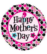 18" Happy Mother's Day Dots Clear View Balloon