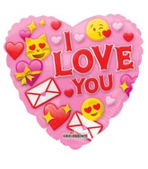 9" Airfill Only I Love You Smilies Non Foil Balloon