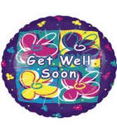 4" Floral Get Well Soon Purple Holo Airfill-Only Balloon