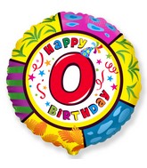 18" Round Number 0 Balloon