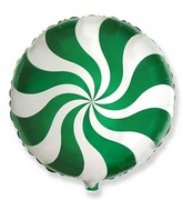 18" Round Candy Peppermint Swirl Green Foil Balloon