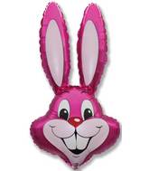 35" Bunny Rabbit Head Fuchsia Foil Balloon