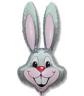 35" Bunny Rabbit Head Grey Foil Balloon