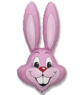 35" Bunny Rabbit Head Pink Foil Balloon