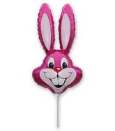 16" Airfill Only Fuchsia Bunny Rabbit Head Foil Balloon