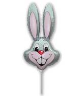 16" Airfill Only Grey Bunny Rabbit Head Foil Balloon