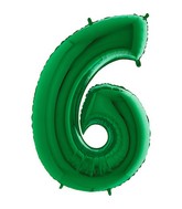 40" Megaloon Foil Shape 6 Green Number Balloon