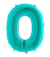 40" Foil Shape Megaloon Balloon Number 0 Tiffany Blue