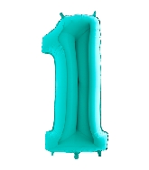 40" Foil Shape Megaloon Balloon Number 1 Tiffany Blue