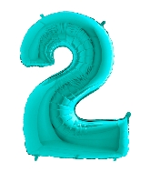 40" Foil Shape Megaloon Balloon Number 2 Tiffany Blue