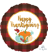 18" Thanksgiving Plaid Foil Balloon