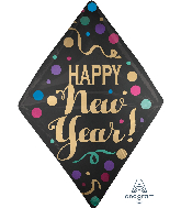 25" Anglez Happy New Years Satin Dots Foil Balloon