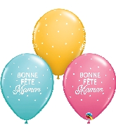 11" Bonne Fête Maman Petits Pois Latex Balloons (50 Count)