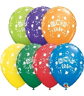 11" Bonne Fete Musical Latex Balloons 50 Count