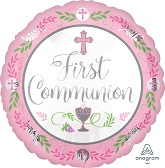 18" Communion Day Girl Pink Mylar Balloon