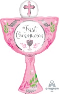 31" SuperShape First Communion Day Pink Balloon