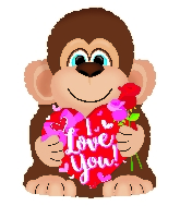 22"I Love You Holding Roses Monkey Foil Balloon