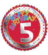 18" Children's Milestone "5" Happy Birthday Foil Balloon