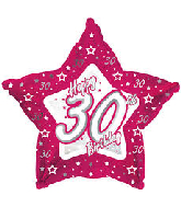 18" Pink & Silver "30" Happy Birthday Foil Balloon