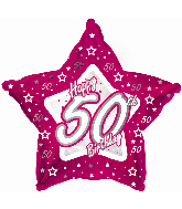 18" Pink & Silver "50" Happy Birthday Foil Balloon