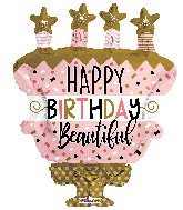 36" Birthday Cake With Stars Shape Foil Balloon
