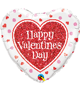 18" Heart Valentine's Red Glitter Heart Foil Balloon