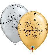 11" Congratulations Elegant (50 Per Bag) Latex Balloons