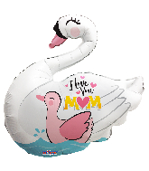28" I Love You Mom Swan Shape Foil Balloon